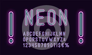 Neon rounded alphabet, outlined Font, Glow duotone