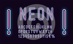 Neon rounded alphabet, outlined Font, Glow duotone