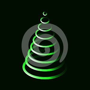 Neon shining green oval christmas tree