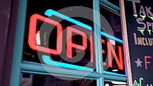 Neon Shining `Open` Sign