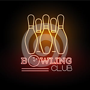 Neon sigh. Bowling club photo