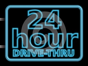 Neon sign 24hr drive