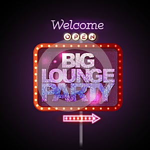 Neon sign big lounge party