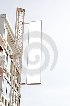 Neon Sign billboard mockup in buiulding outdoor empty white template