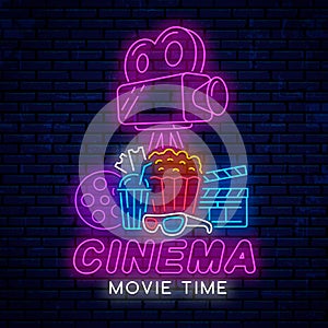 Neon sign for cinema.