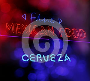 Neon Sign Fine Mexican Food and Cerveza photo