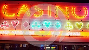 Neon sign glowing with visual effect lighting. Perfect for a casino