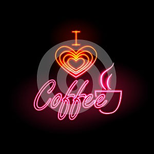 Neon sign. I love coffee