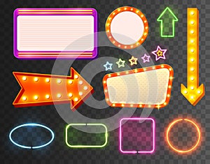 Neon Sign Icon Set