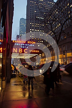 Neon sign for NBC Studios and Rainbow Room
