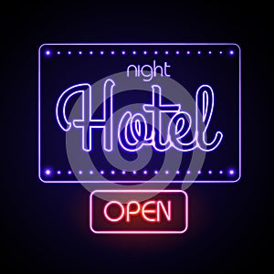 Neon sign. Night Hotel