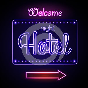 Neon sign. Night Hotel