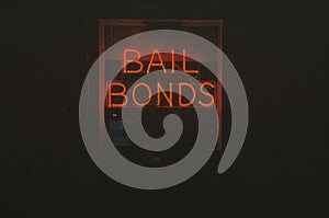 A neon sign that reads ï¿½Bail Bondsï¿½