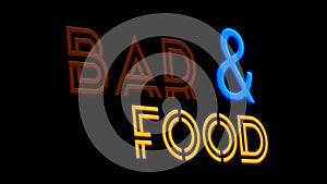 Neon sign text bar and food animation
