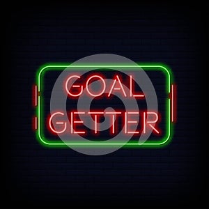 Goal Getter Neon Signs Style Text Vector photo
