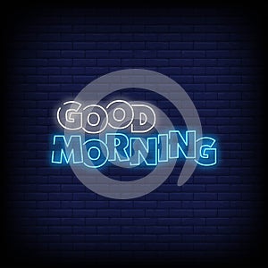 Good Morning Neon Signs Style Text Vector