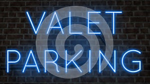 Neon sign for VALET PARKING