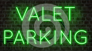 Neon sign for VALET PARKING