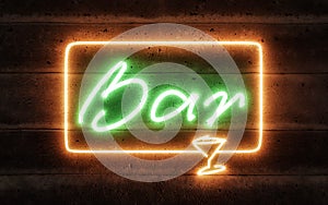 neon sign with the word lounge written in hand written letters on a concrete wall 3d render illustration