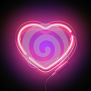 Neon signboard heart pink bg