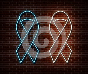 Neon signs  isolated on brick wall. light symbol, decoration effect. Neon illustration