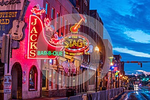 Neon signs on Lower Broadway Nashville