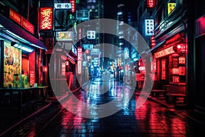 neon signs at the street of tokyo