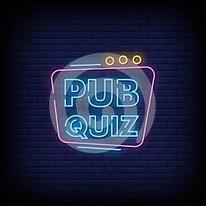 Pub Quiz Neon Signs Style Text Vector photo