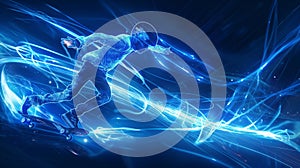 Neon Skateboarder in Motion