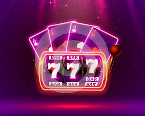 Neon slot machine, Playing Cards wins the jackpot