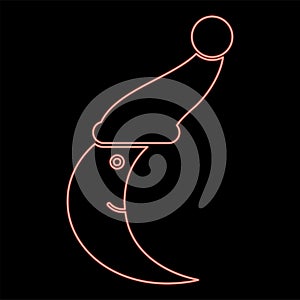 Neon smiling moon with nightcap red color vector illustration image flat style