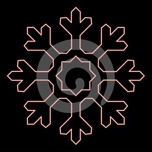 Neon snowflake red color vector illustration image flat style