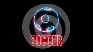 Neon soccer ball and text `SOCCER`.