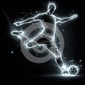 Neon Soccer Player Ready To Kick The Ball