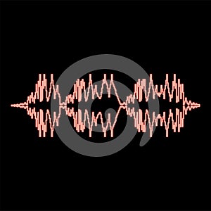 Neon sound wave audio digital equalizer technology oscillating music red color vector illustration image flat style