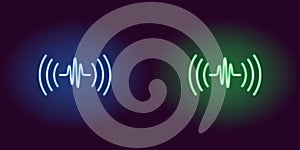 Neon sound wave, glowing sign. Vector voice sound