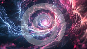 A neon spiral of cosmic energy pulsing and glowing with the secrets of the universe photo