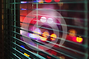 Neon Spot Lights through Window Blind