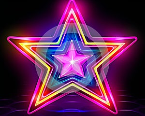 neon star on black background vector illustration