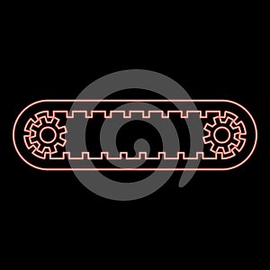 Neon strap for engine toothed belt for gears cambelt timing gas distribution mechanism red color vector illustration image flat