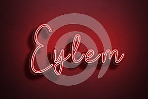 Red Neon Style Text Effect of name Eylem on red background