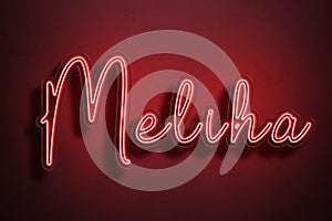 Red Neon Style Text Effect of name Meliha on red background