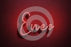 Red Neon Style Text Effect of name Enes on red background