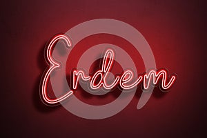 Red Neon Style Text Effect of name Erdem on red background