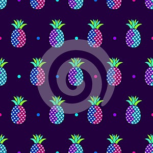 Neon style Pineapples Tropical Pattern
