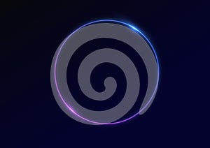 Neon swirl blue Line spiral Glow ring Circle light