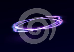 Neon swirl blue Line spiral Glow ring Circle light