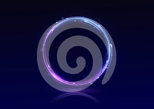 Neon swirl blue Line spiral Glow ring Circle light