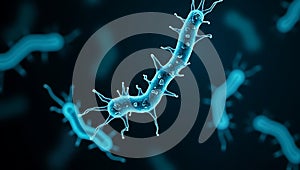 Ai Generated - Neon Swirls of Bacteria Under Microscope