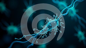 Ai Generated - Neon Swirls of Bacteria Under Microscope